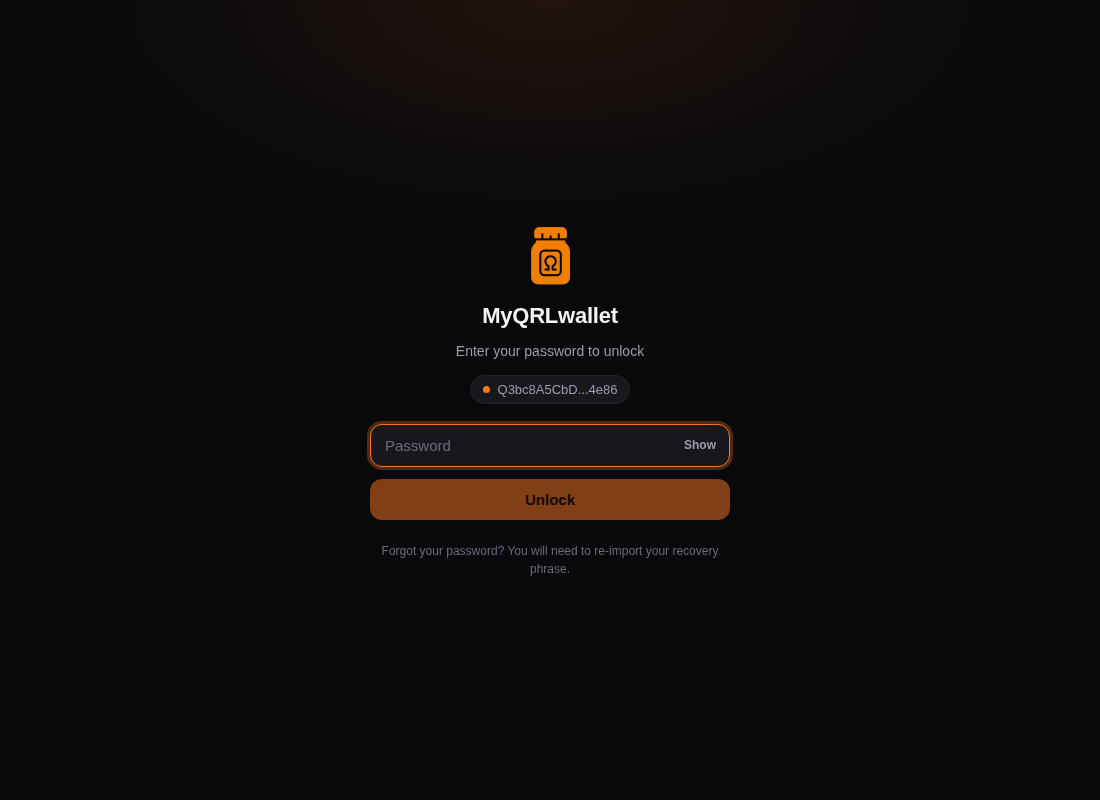 The native unlock window with account picker and password field